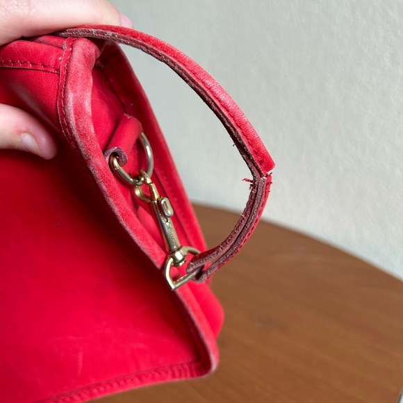 Genuine Leather Red Crossbody Vintage Basic Bag Made in Hong Kong Women’s Travel - Picture 13 of 16